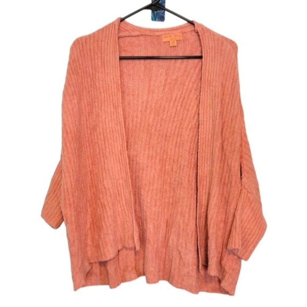 Barefoot Dreams CozyChic Lite Pink Ribbed Dolman Sleeve Cardigan Sweater Size S